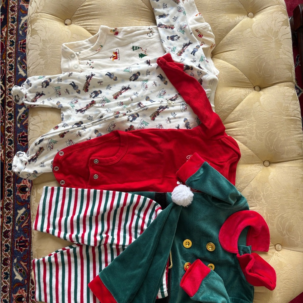 Festive Kids Pajama Set - Red, Green, and White - Christmas ready!